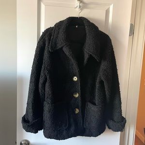 FREE PEOPLE / BLACK SO SOFT PEA COAT